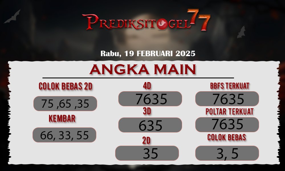 Prediksi Togel Hongkong 19 Februari 2025 di Prediksitogel77 Hari Ini